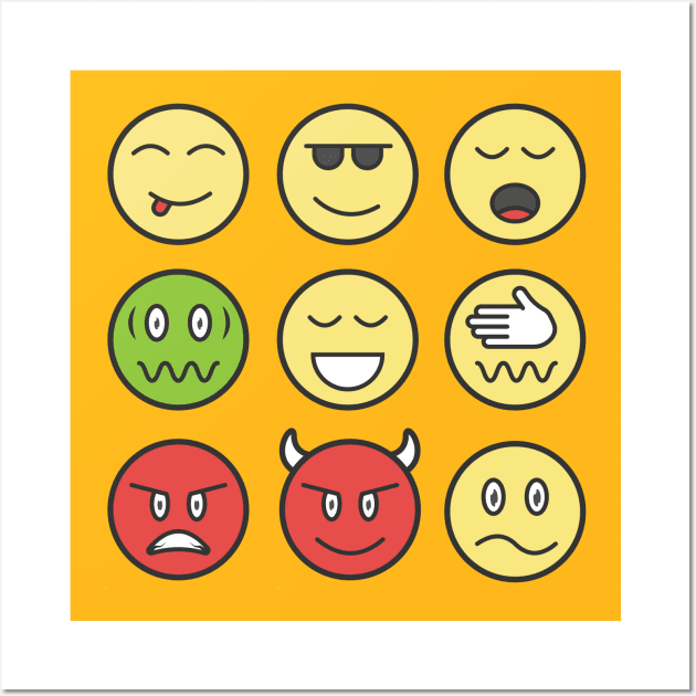 Set of Emoticons Wall Art by KH Studio